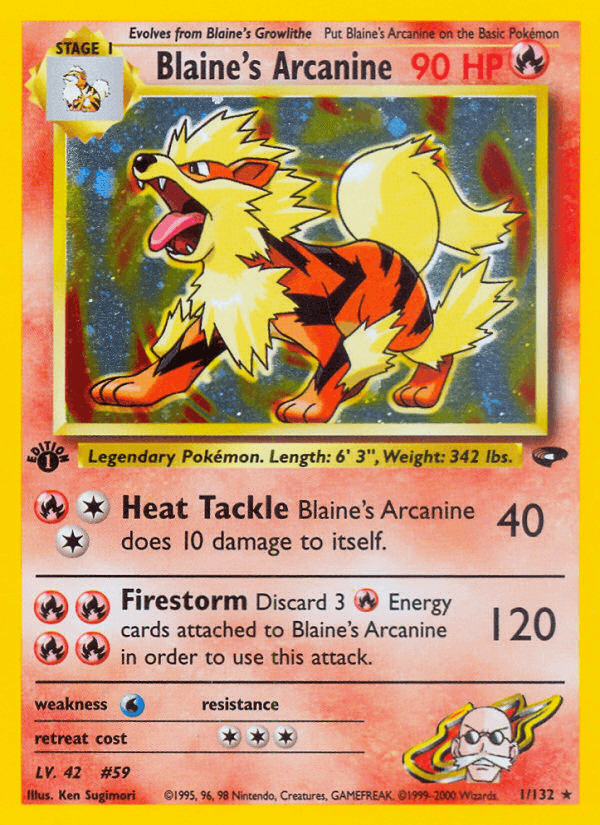 Blaine's Arcanine Pokemon card